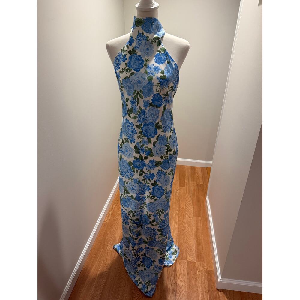 Show Me Your MuMu Lisa Maxi Dress Cottage Floral Blue Size Small - Picture 7 of 9